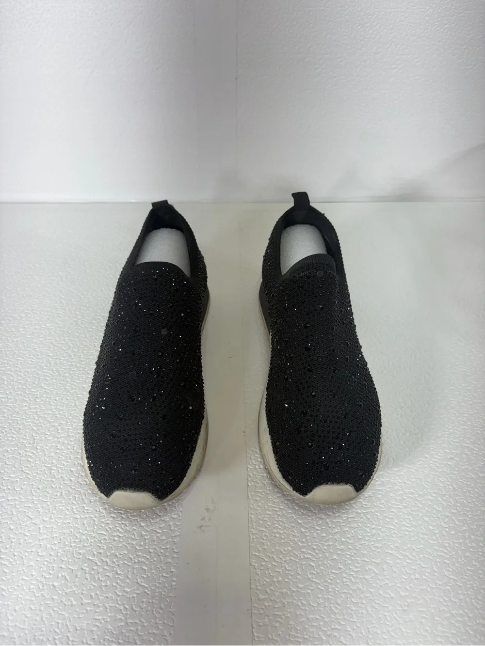 Steve Madden Black Slip-On Sparkle Knit Sneakers s278